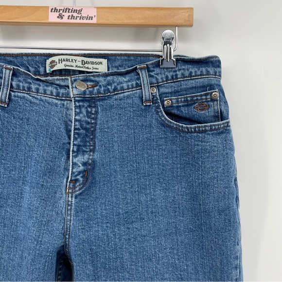 Harley Davidson Womens Straight Leg Jeans Blue Medium Wash Denim 14P - Picture 2 of 7